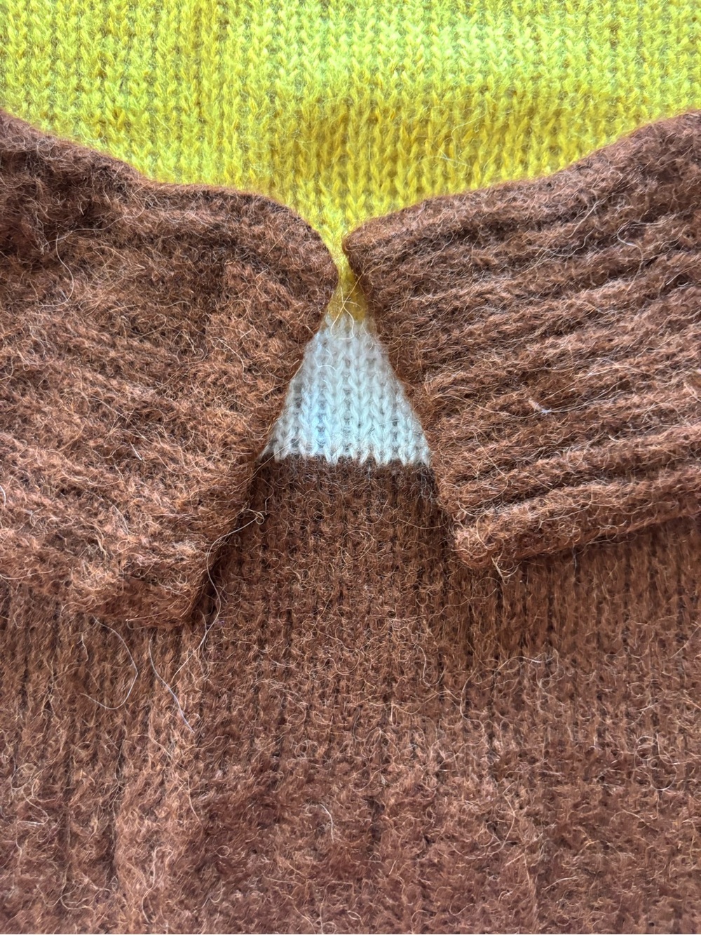 Sezane Purple Brown Yellow Mohair Alpaca Chuck Jumper Sweater SZ S Worn 1X - Picture 3 of 9